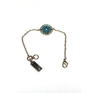 Amaro BURST MEDALLION GODDESS Bracelet Blue Stones Crystals Gold Tone